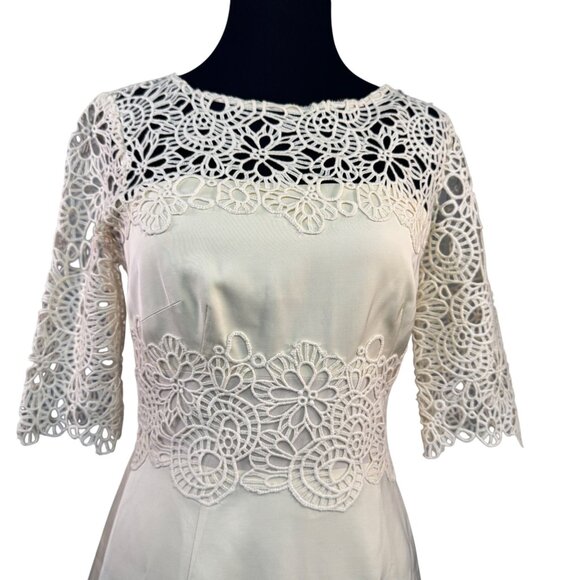 Lela Rose Size 2 Lace Overlay Cream Dress Elegant Knee-Length - Picture 7 of 14